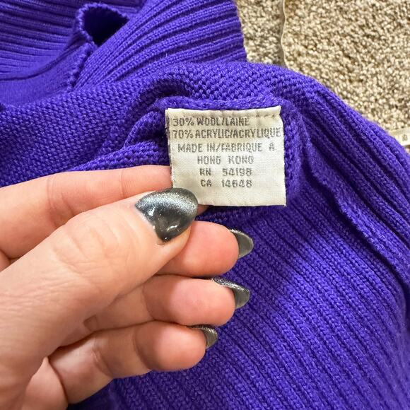 Vintage Bogner Purple Monogram Wool Blend Ski Sweater Size Medium - Picture 5 of 6